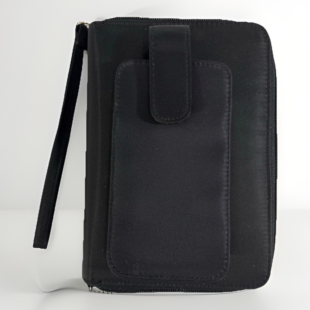 VTG Y2K Rosetti Black Leather Double Zip 6-Ring Planner Wallet Small Phone Pouch